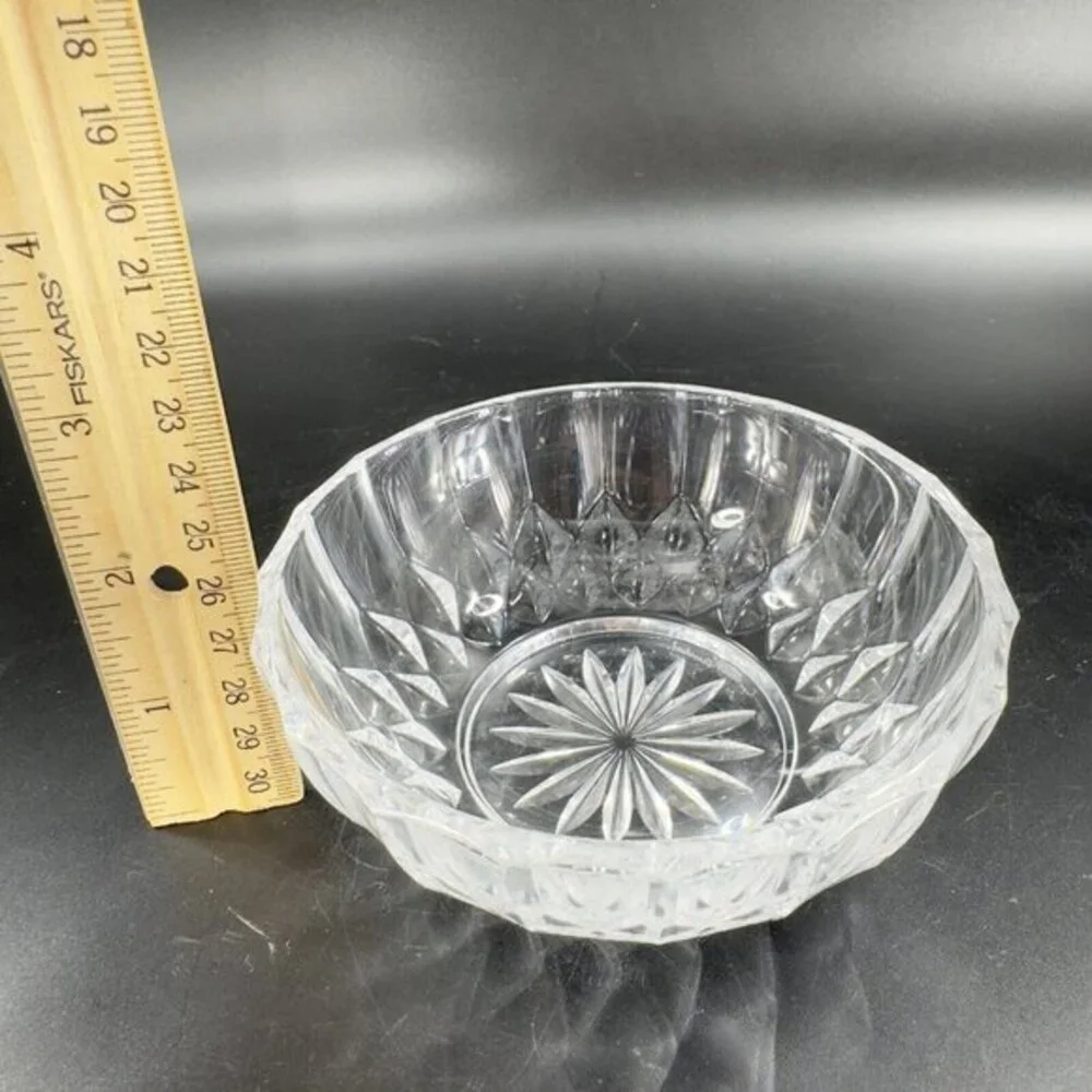 Val St. Lambert Crystal Clear Glass‎ Round Dish Bowl Signed On Bottom Vintage